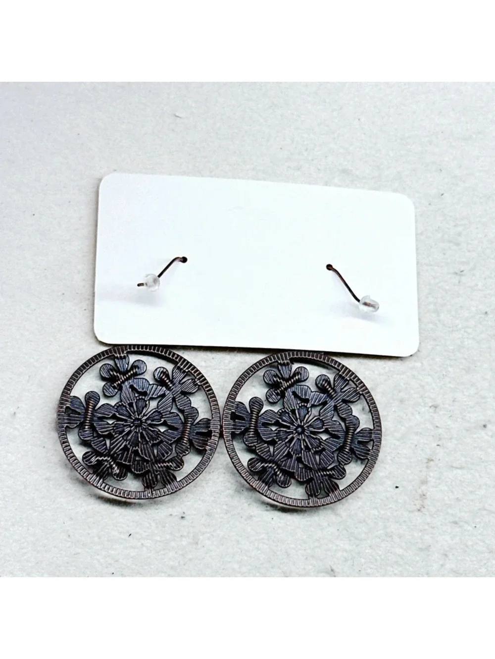 3025u. Bronze Rainbow Enamel Flower Earrings